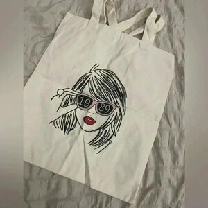 TAYLOR SWIFT Canvas Tote - with Stickers - Era's Tour 1989 Pop Music Swifty NEW